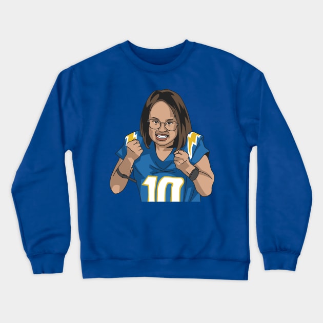 Chargers Girl Crewneck Sweatshirt by Carl Cordes